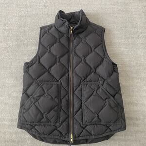 J Crew Quilted Lined Zip Vest Womens M Black Pockets Lightweight Casual Down